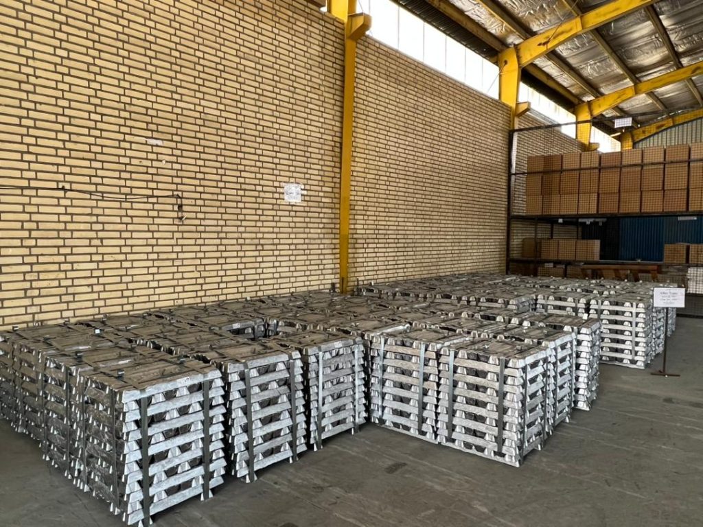 Pallets of aluminium ingot