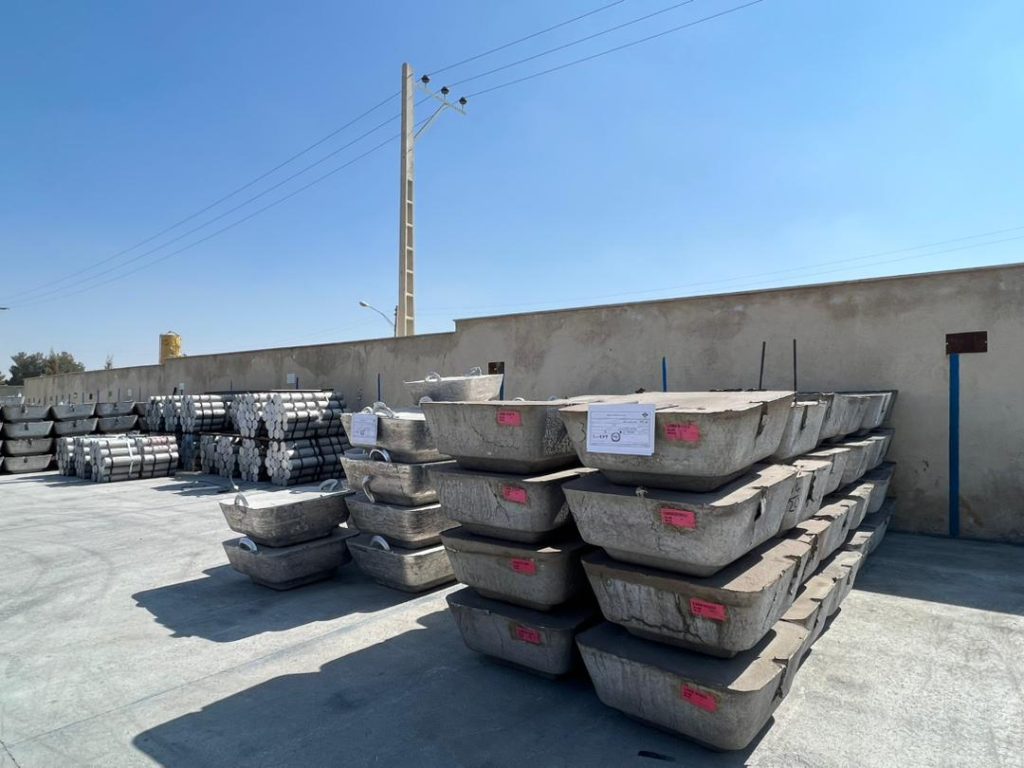 Aluminium ingots in the yard